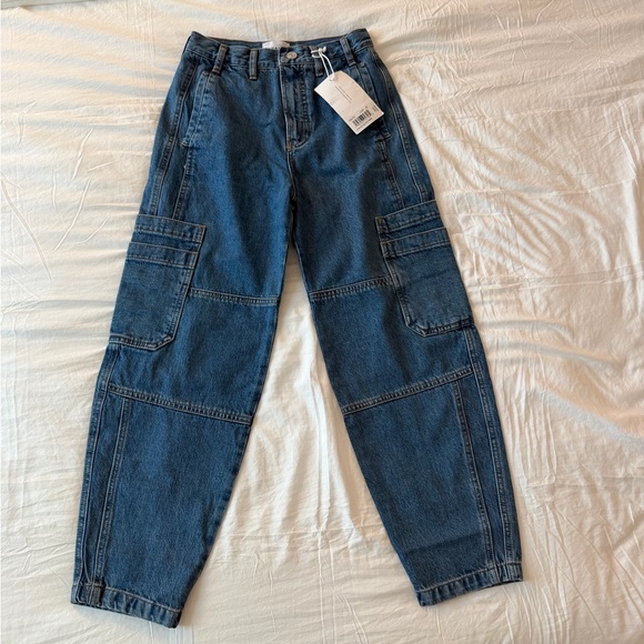 Frame Denim Barrell Cargo Blue Jeans
